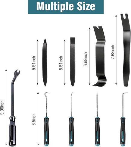 مجموعة أدوات إزالة الحواف التلقائية من Aleric مكونة من 9 قطع - أداة فك بلاستيكية لإزالة مشبك لوحة القيادة ولوحة الباب، ومزيل أدوات التثبيت، ومجموعة أدوات إزالة حواف السيارة مع خطاف دقيق ومجموعة اختيار للسيارات in Kuwait