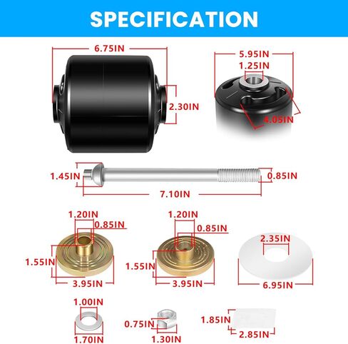 لمجموعة البطانة المحورية Hendrickson Quik-Align مع أطواق محاذاة تناسب مقطورة Turner INTRAAX، HT، HLM، FM20، LK، مجموعة إصلاح التعليق المتينة تحل محل S-24691S، S-28654 in Kuwait