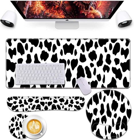 Keyboard Wrist Rest and Mouse Pad Wrist Support Set,Ergonomic Memory Foam Wrist Pad & Non Slip Base for Home Office Working Studying Easy Typing,Pain Relief,White Gold Marble in Saudi Arabia