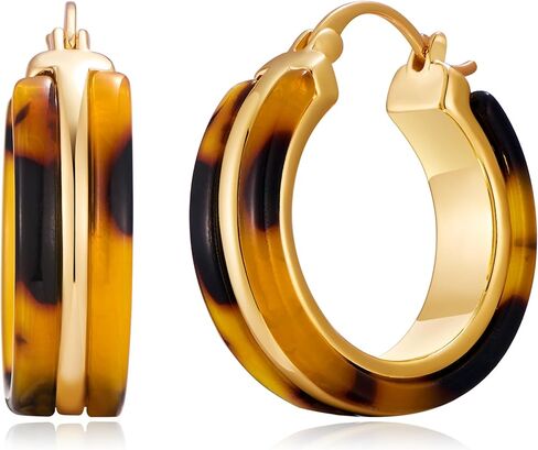 18K Gold Plated Chunky Hoop Earrings for Women Leopard Print Hoops Large Acrylic Hoop Earrings Trendy Jewelry in Kuwait