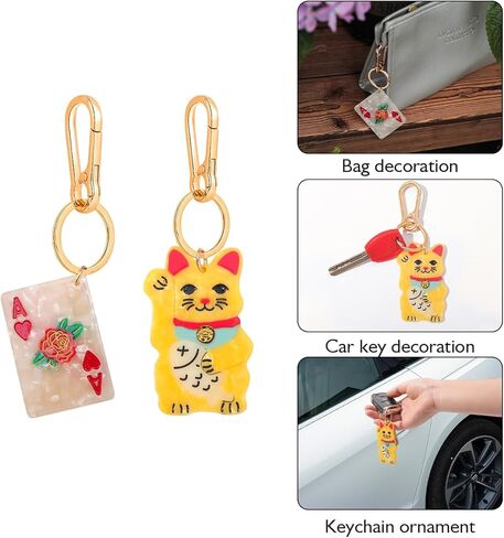 سلسلة مفاتيح Maneki Neko Lucky Cat اليابانية - حلقة مفاتيح ساحرة للحظ السعيد ومشبك حقيبة ملحق للمحفظة in Kuwait