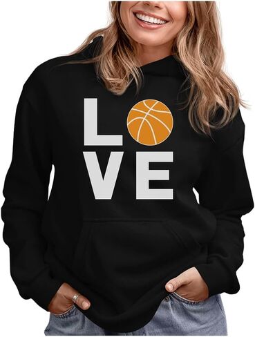 Tstars Love Basketball Hoodie Sweatshirt for Players Fans Women Teen Girls Hoodie in Saudi Arabia