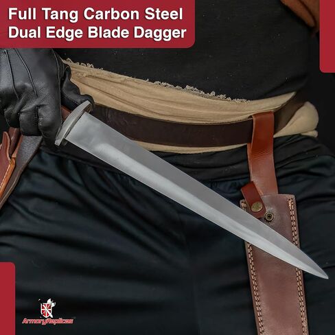 نسخة طبق الأصل من خنجر العصور الوسطى من Armory Replicas™ Knightly Sieghard من القرن الثالث عشر بمقبض من الخشب الصلب وشفرة تانغ الفولاذية الكاملة in Saudi Arabia
