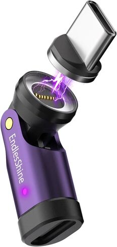 Magnetic USB C to C Adapter, 240W PD Fast Charging, 480Mbps Data Transfer, 540°Rotating Swivel Connector with LED Type-C Tips Port Protection 9-Pin for Phone 15 Pad Galaxy in Kuwait