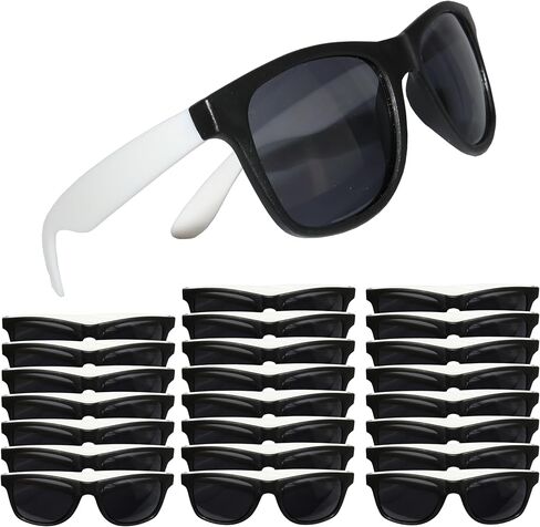 ModParty Black & White Sunglasses for DIY Wedding Favors (Set of 24) – Customizable Party Sunglasses for Guests – Personalized Label-Ready Shades for Bachelorette, Events, Gifting (EB3107NP) in Kuwait