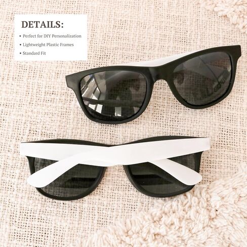 ModParty Black & White Sunglasses for DIY Wedding Favors (Set of 24) – Customizable Party Sunglasses for Guests – Personalized Label-Ready Shades for Bachelorette, Events, Gifting (EB3107NP) in Kuwait