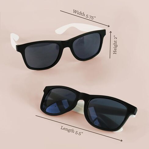 ModParty Black & White Sunglasses for DIY Wedding Favors (Set of 24) – Customizable Party Sunglasses for Guests – Personalized Label-Ready Shades for Bachelorette, Events, Gifting (EB3107NP) in Kuwait