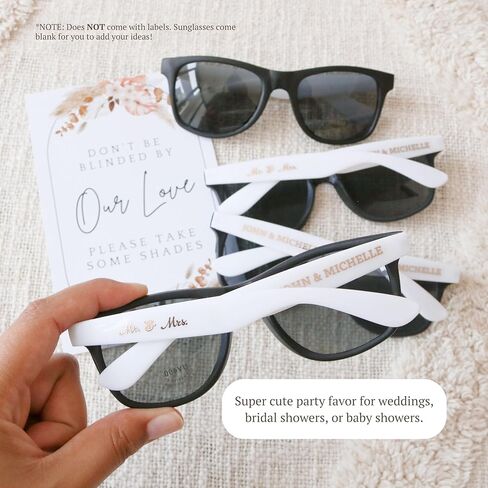 ModParty Black & White Sunglasses for DIY Wedding Favors (Set of 24) – Customizable Party Sunglasses for Guests – Personalized Label-Ready Shades for Bachelorette, Events, Gifting (EB3107NP) in Kuwait