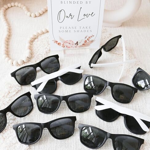 ModParty Black & White Sunglasses for DIY Wedding Favors (Set of 24) – Customizable Party Sunglasses for Guests – Personalized Label-Ready Shades for Bachelorette, Events, Gifting (EB3107NP) in Kuwait