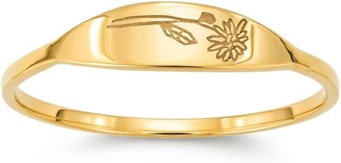 Sterling Silver Personalized Birthflower Ring – Custom Engraved Floral Design Thin Slim Band Ring for Women, Minimalist Everyday Jewelry in Saudi Arabia