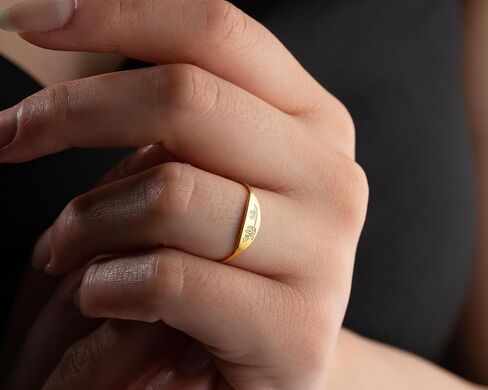 Sterling Silver Personalized Birthflower Ring – Custom Engraved Floral Design Thin Slim Band Ring for Women, Minimalist Everyday Jewelry in Saudi Arabia