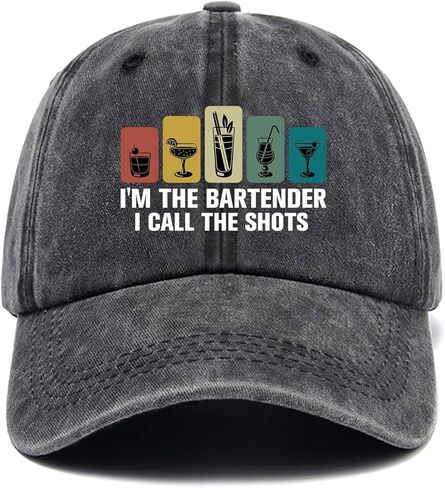 أنا النادل أدعو اللقطات، قبعة بيسبول مضحكة، قبعة النادل، قبعة بيسبول قطنية قابلة للتعديل للرجال والنساء، هدايا للعائلة وزملاء العمل والأصدقاء باللون الأسود in Kuwait