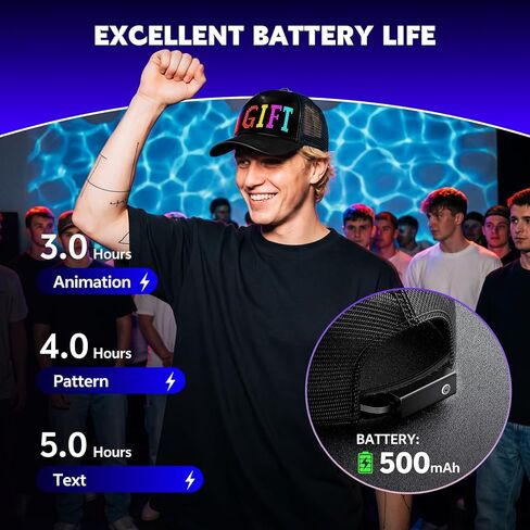 قبعة LED، قبعات بيسبول LED قابلة لإعادة الشحن بتقنية البلوتوث، قبعات شاشة عرض للتحكم في التطبيق بالألوان الكاملة، أنماط نصية مخصصة للرسوم المتحركة لحفلات عيد الميلاد والهالوين in Kuwait