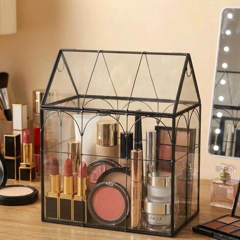 Greeting Card Storage Box for Wedding - Handmade, Arched Lid, Gold Clear Glass Card Holder for Wishing Well - Wedding Party Reception Decoration Storage, Large (Glass Box Only) in Kuwait