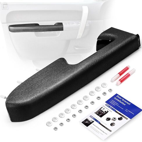 22818465 طقم إصلاح مسند الذراع الأمامي الأيسر للسائق متوافق مع 2010-2014 Chevy Silverado وGMC Sierra 1500 2500HD 3500HD، مصمم للوحة الباب مع مقبض تحرير أسفل مسند الذراع، أسود in Kuwait