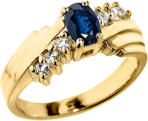 Dazzling 10k Yellow Gold Diamond and Solitaire Sapphire Proposal Ring in Saudi Arabia