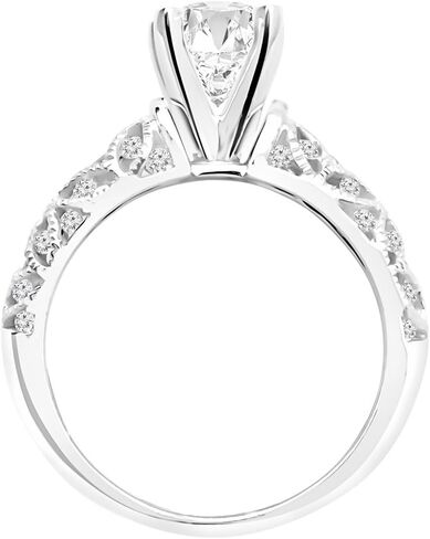 1 Carat t.w. 14K White Gold Vintage Style Channel Set Filigree Round LAB GROWN Diamond Engagement Ring with a 0.5 Carat D-E Color VS1-VS2 Clarity Center Stone in Saudi Arabia