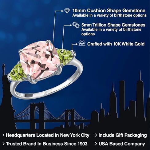 خاتم Gem Stone King 5.28 قيراط وسادة الخوخ نانو مورغانيت الزبرجد الأخضر 10K خاتم من الذهب الأبيض in Saudi Arabia