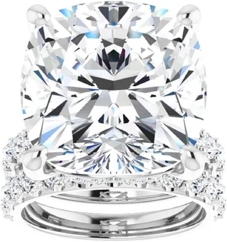 10CT-12CT قطع وسادة VVS1 مجموعة خاتم الخطوبة المويسانتي عديم اللون، مجموعة خواتم الزفاف/الزفاف، 10k 14k 18k الذهب و925 الفضة الاسترليني خمر خواتم الذكرى العتيقة هدية للنساء in Saudi Arabia