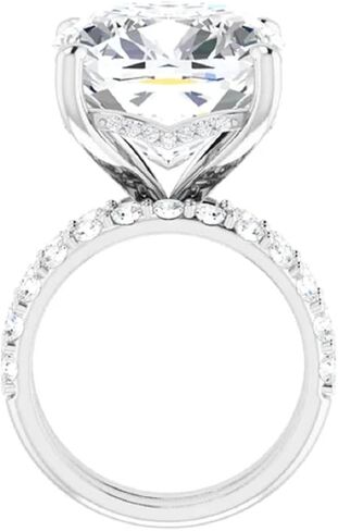 10CT-12CT قطع وسادة VVS1 مجموعة خاتم الخطوبة المويسانتي عديم اللون، مجموعة خواتم الزفاف/الزفاف، 10k 14k 18k الذهب و925 الفضة الاسترليني خمر خواتم الذكرى العتيقة هدية للنساء in Saudi Arabia