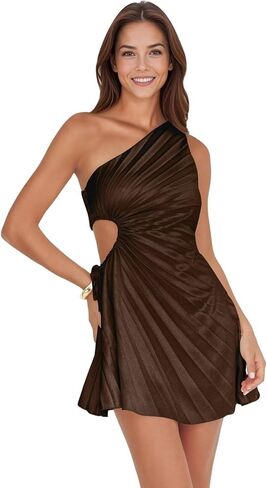One Shoulder Satin Homecoming Dresses Short for Teens 2025 Pleated A Line Cut Out Cocktail Prom Evening Gown in Saudi Arabia