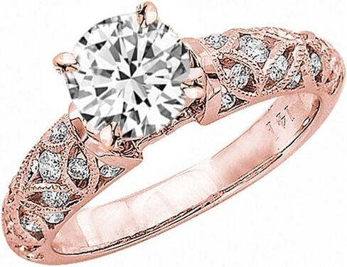 1 Carat t.w. 14K White Gold Vintage Style Channel Set Filigree Round LAB GROWN Diamond Engagement Ring with a 0.5 Carat D-E Color VS1-VS2 Clarity Center Stone in Saudi Arabia