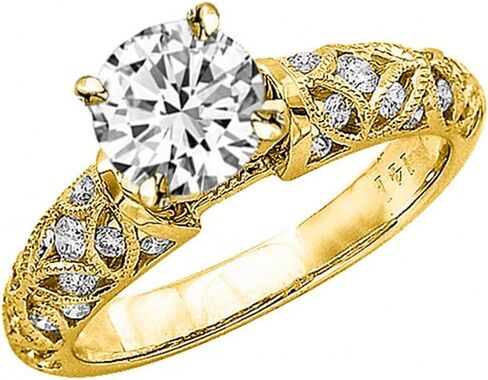 1 Carat t.w. 14K White Gold Vintage Style Channel Set Filigree Round LAB GROWN Diamond Engagement Ring with a 0.5 Carat D-E Color VS1-VS2 Clarity Center Stone in Saudi Arabia
