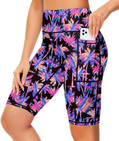 AOBUTE Womens 9"/10"/11" Long Swim Board Shorts High Waisted UPF 50+ Biker Shorts with Pockets in Saudi Arabia