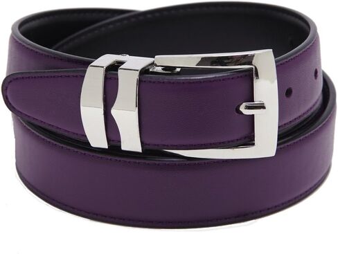 Reversible Belt Bonded Leather Removable Silver-Tone Buckle PURPLE/Black in Kuwait