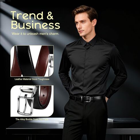 Reversible Belt for Men & Teens | 2-in-1 Adjustable, Trimmable 1.25 Inch Belt (Gift for Dad, Husband, Son) in Saudi Arabia