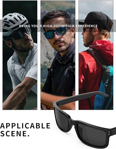 4 Pairs Ploarized Replacement Lenses for Oakley Holbrook XL OO9417 Sunglasses - Black + Silver Titanium + Ice Blue + Fire Red in Saudi Arabia