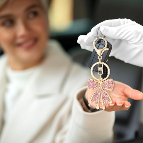 حجر الراين القوس المفاتيح الوردي الذهب Bowknot المفاتيح لطيف حقيبة سحر بلينغ محفظة سحر سيارة مفتاح حلقة الجمالية مفتاح سلسلة حقيبة الظهر التبعي للنساء الفتيات in Saudi Arabia