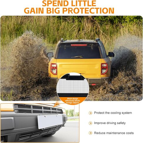 إدراج شبكة مصبغة متوافقة مع 2021-2024 Ford Bronco Sport المصد الأمامي السفلي غطاء حماية الشبكة لملحقات Ford Bronco الرياضية 2023 in Kuwait
