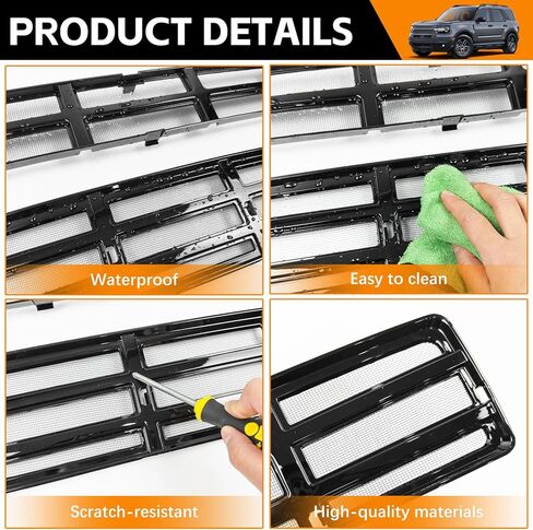 إدراج شبكة مصبغة متوافقة مع 2021-2024 Ford Bronco Sport المصد الأمامي السفلي غطاء حماية الشبكة لملحقات Ford Bronco الرياضية 2023 in Kuwait