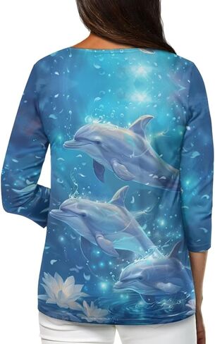 TOADDITDO Womens Tops 3/4 Sleeve T-Shirt Blouses Button Pullover Sweatshirt Henley Shirt Size S-2XL in Saudi Arabia