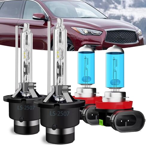 Headlights Fit for Infiniti G37 2008-2013 Xenon Headlight Bulbs, D2S HID Xenon High/Low Beams, Bright Front Lights,Plug And Play,Pack of 2 in Saudi Arabia