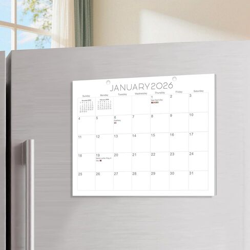 2026 التقويم المغناطيسي للثلاجة، 8 × 10 بوصة التقويم الشهري للثلاجة، تقويم المطبخ مع شريط مغناطيسي ناعم وشريط معلق in Kuwait