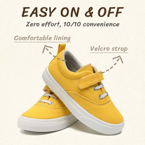 Toddler Shoes for Boys Girls, Kids Canvas Sneakers Classic Comfortable Lightweight Running Walking Casual Shoes Yellow in Saudi Arabia