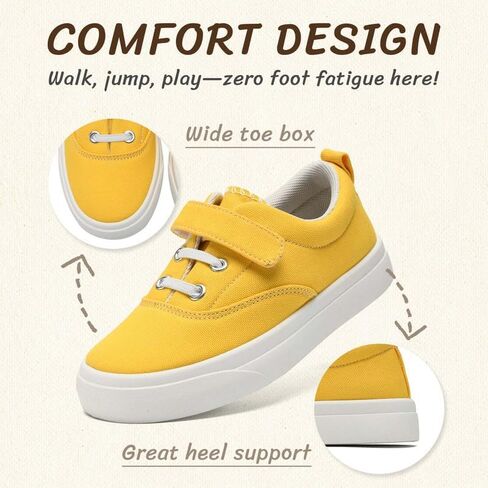 Toddler Shoes for Boys Girls, Kids Canvas Sneakers Classic Comfortable Lightweight Running Walking Casual Shoes Yellow in Saudi Arabia