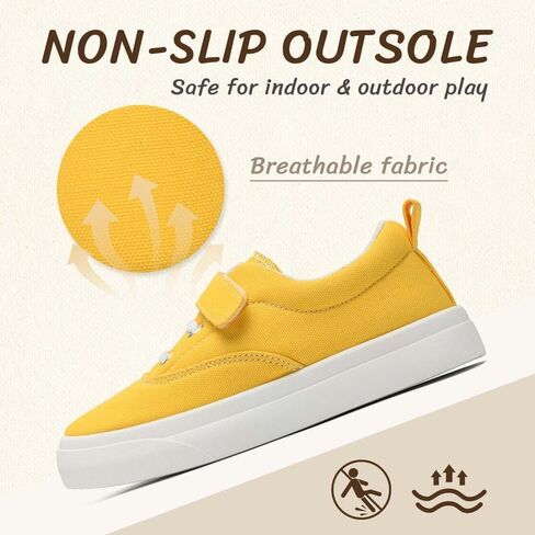 Toddler Shoes for Boys Girls, Kids Canvas Sneakers Classic Comfortable Lightweight Running Walking Casual Shoes Yellow in Saudi Arabia