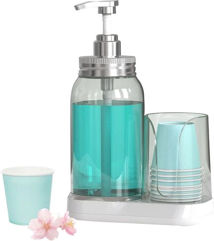 موزع غسول الفم الأوتوماتيكي من WhiteRhino، موزع غسول الفم 25oz للحمام مع تعديل بمستويين، مستشعر الأشعة تحت الحمراء المحسن، حاوية قابلة لإعادة الشحن وإعادة الملء للحمام، الغرور in Kuwait