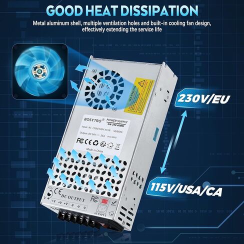 36V 16.6A 600W DC Switching Power Supply، محولات عالمية AC110V/220V (SMPS)، منفذ إخراج مطور مع سلك الطاقة، مصدر طاقة 36 فولت للطابعة ثلاثية الأبعاد، نظام أمان كاميرا CCTV in Kuwait