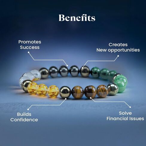 Dhan Yog (Wealth & Prosperity) Healing Bracelet – 8mm Natural Gemstone Beads, Stretch Elastic Bracelet for Women & Men in Saudi Arabia