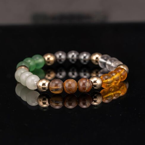 Dhan Yog (Wealth & Prosperity) Healing Bracelet – 8mm Natural Gemstone Beads, Stretch Elastic Bracelet for Women & Men in Saudi Arabia