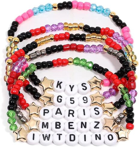 AICase for Suicideboys Merch Brothers Gifts Inspired Bracelets 5 Pcs Stackable Stretch Beaded Friendship Bracelets Concert Outfit Vinyl Poster Sticker Merchandise Gifts for Fans Women Birthday Christmas in Saudi Arabia