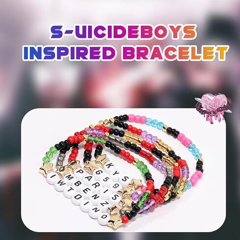 AICase for Suicideboys Merch Brothers Gifts Inspired Bracelets 5 Pcs Stackable Stretch Beaded Friendship Bracelets Concert Outfit Vinyl Poster Sticker Merchandise Gifts for Fans Women Birthday Christmas in Saudi Arabia