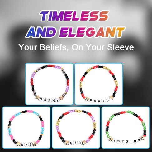 AICase for Suicideboys Merch Brothers Gifts Inspired Bracelets 5 Pcs Stackable Stretch Beaded Friendship Bracelets Concert Outfit Vinyl Poster Sticker Merchandise Gifts for Fans Women Birthday Christmas in Saudi Arabia