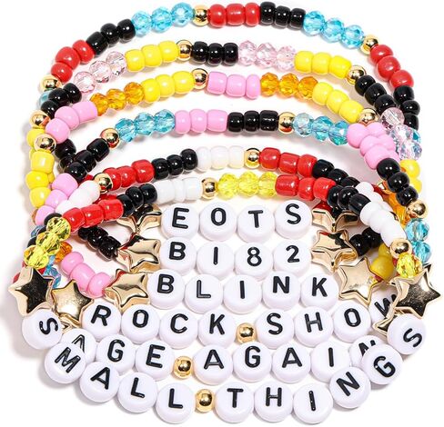 AICase for Blink Merch 182 Merch Gifts Inspired Bracelets 6 Pcs Stackable Stretch Beaded Friendship Bracelets Concert Outfit Vinyl Poster Sticker Merchandise Gifts for Fans Women Birthday Christmas in Saudi Arabia