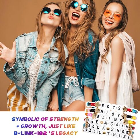 AICase for Blink Merch 182 Merch Gifts Inspired Bracelets 6 Pcs Stackable Stretch Beaded Friendship Bracelets Concert Outfit Vinyl Poster Sticker Merchandise Gifts for Fans Women Birthday Christmas in Saudi Arabia