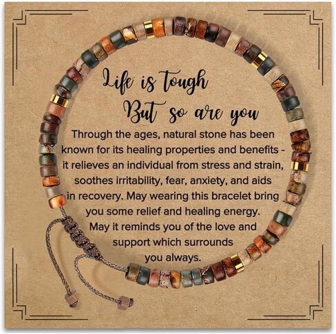 Inspirational Healing Stone Bracelet for Women – Life is Tough But So Are You – Get Well Soon Gifts, Encouragement Bracelets for Best Friend, Sister, Mother, Gift of Strength in Kuwait